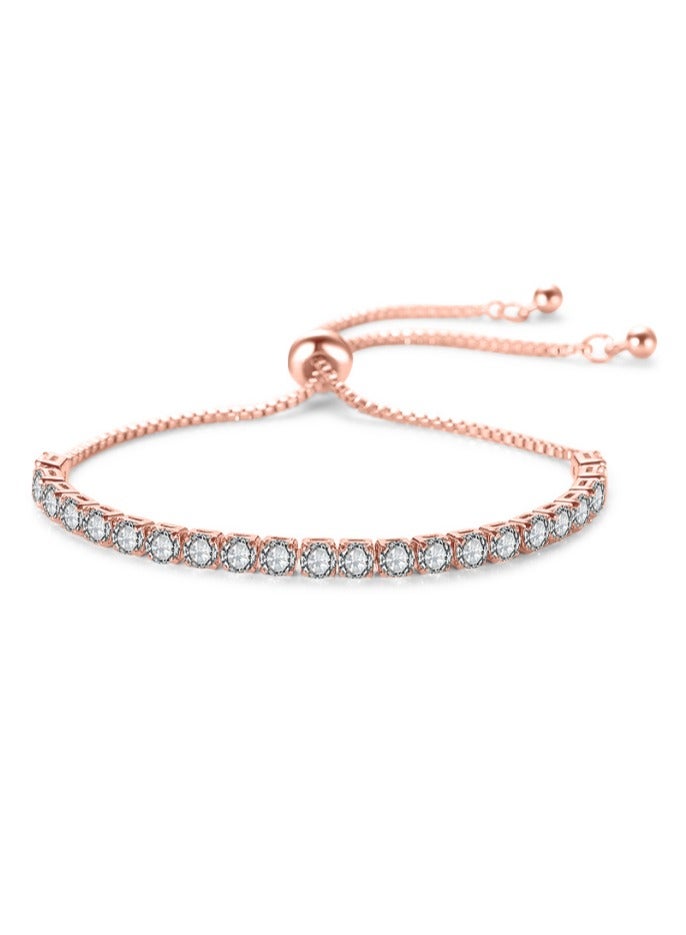 سوار تنس وردي قابل للتعديل مطلي بالذهب - Image 2