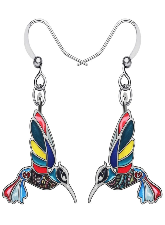 BONSNY Cute Floral Enamel Dangle Hummingbird Earrings for Women Jewelry Gifts Novelty Funny Charms - Image 1
