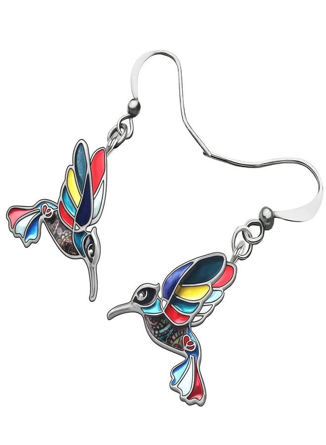 BONSNY Cute Floral Enamel Dangle Hummingbird Earrings for Women Jewelry Gifts Novelty Funny Charms - Image 3
