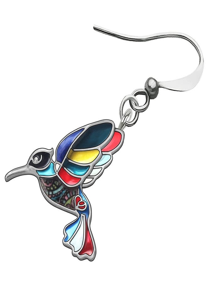 BONSNY Cute Floral Enamel Dangle Hummingbird Earrings for Women Jewelry Gifts Novelty Funny Charms - Image 4