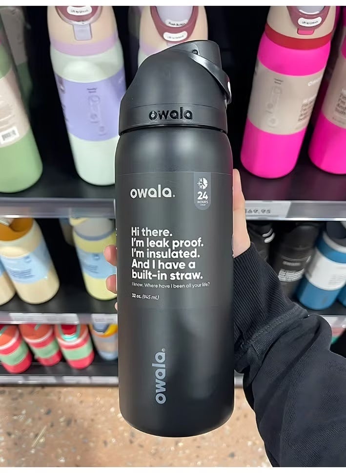 Owala Insulated Stainless Steel Water Bottle with Straw for Sports and Travel, 24-Ounce Black 24 OZ - Image 4