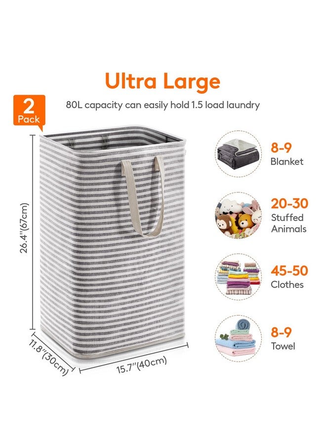Lifewit 2 Pack Laundry Hamper Large Collapsible Laundry Baskets, Freestanding Waterproof Clothes Hamper with Easy Carry Handles in Laundry Room Bedroom Bathroom College Dorm for Adults, Black, 2 x 80L - Image 3
