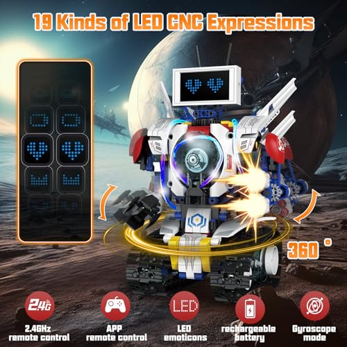 VOPOGLNE 5 in 1 STEM Robot Building Kit APP  Remote Control Screen Building Toys Eye Coding Robots Rechargeable 620Pcs DIY Super Warriors for Kids Learning Boys Girls Birthday Gifts - Image 5