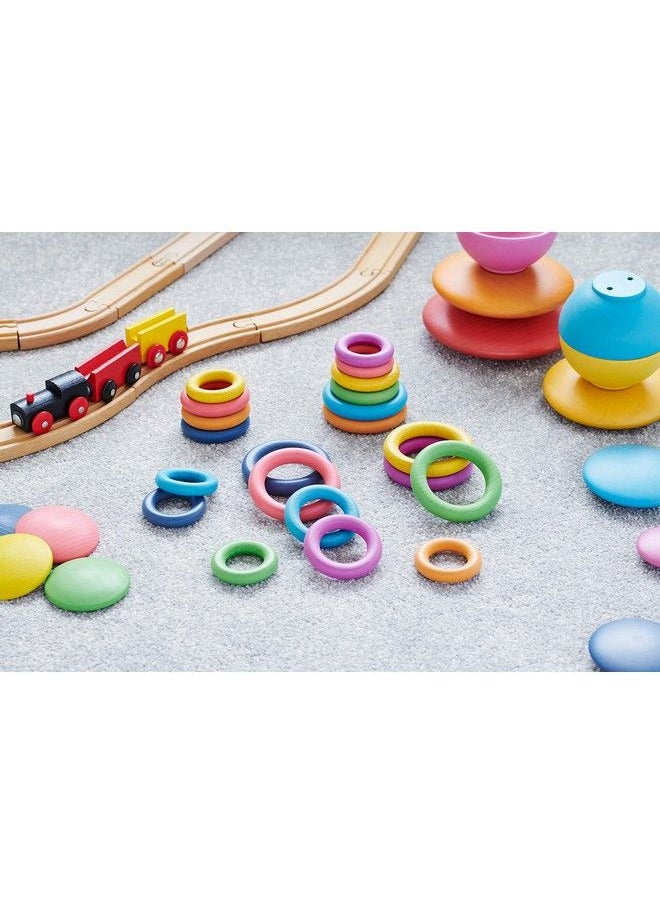 TickiT - 73977 Rainbow Wooden Rings Set Of 21 3 Sizes Counting And Sorting Rings Loose Parts Wooden Toy For Babies And Toddlers 10M+ Inspire Curiosity And Openended Play - Image 1