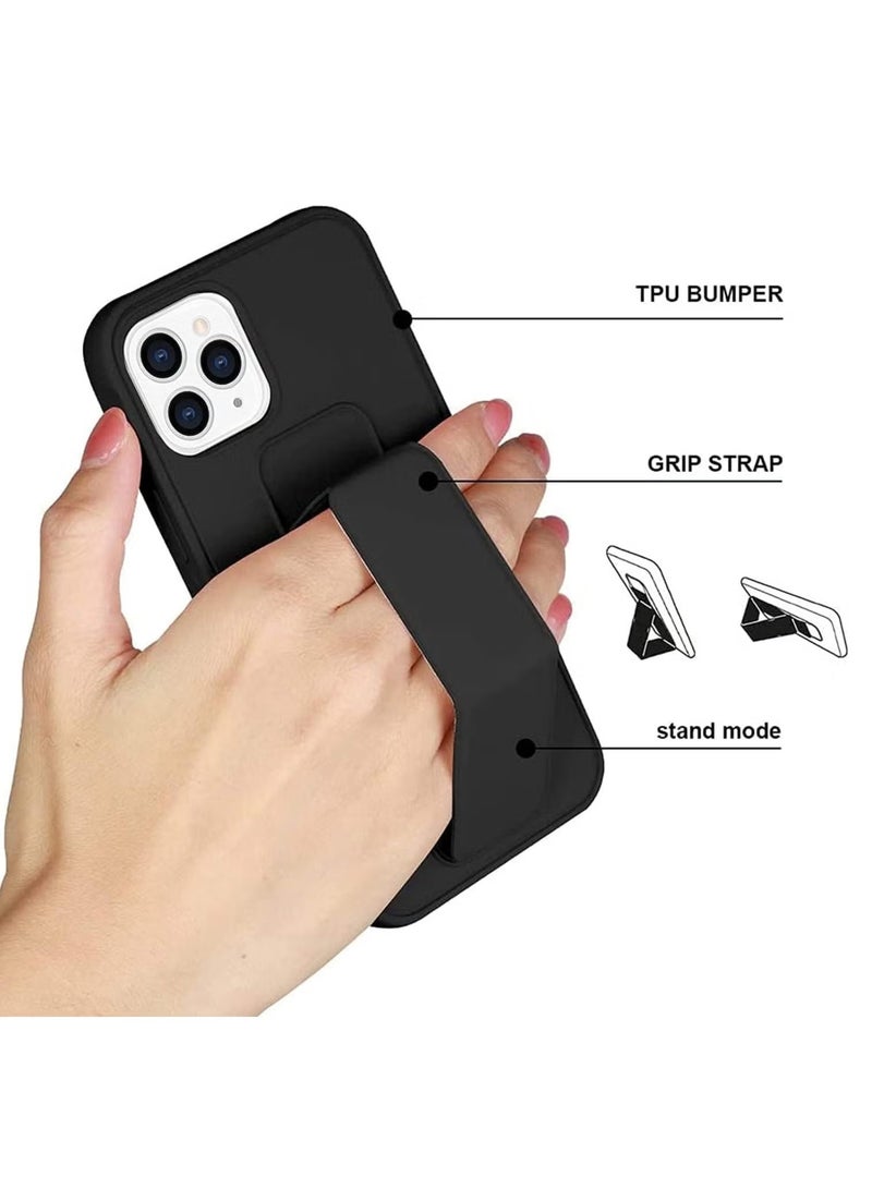 iPhone 16 Pro Max Black Magnetic Car Mount Kickstand Case – Premium Silicone with Vertical & Horizontal Hand Strap and Multi-Stand - Image 3