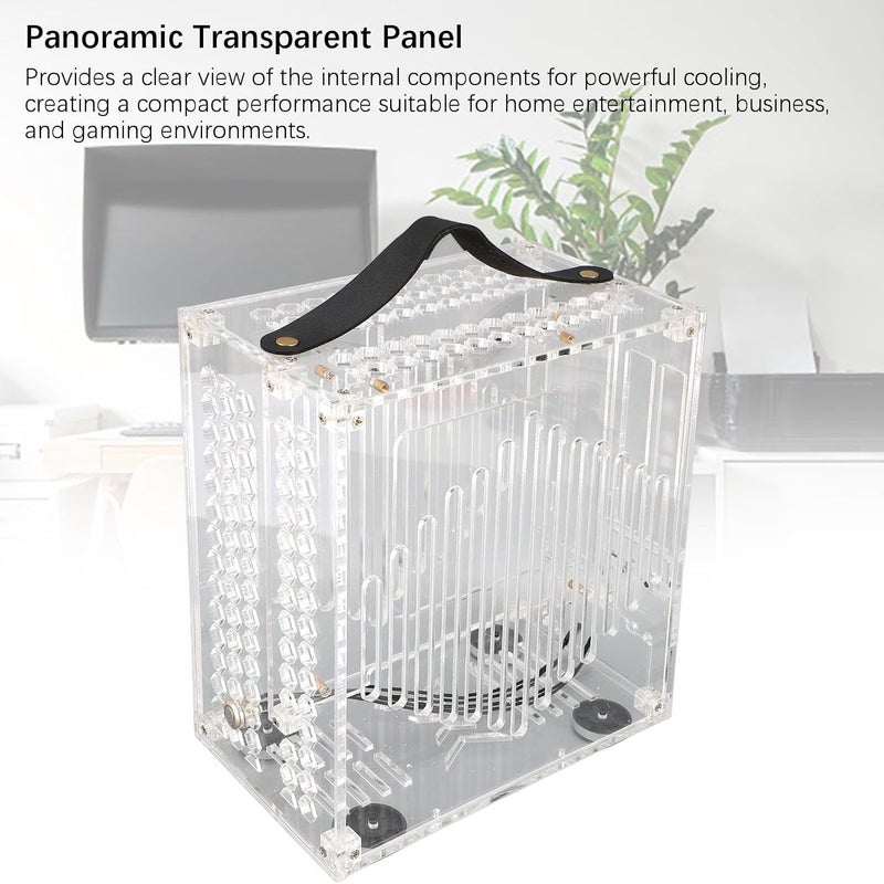 Mini ITX PC Case, Clear Arcylic PC Case, Small ITX PC Gaming Case, with Good Airflow, 360 Degree Cooling, Mini ITX Computer Case, 23x20.5x12cm (Transparent) - Image 4