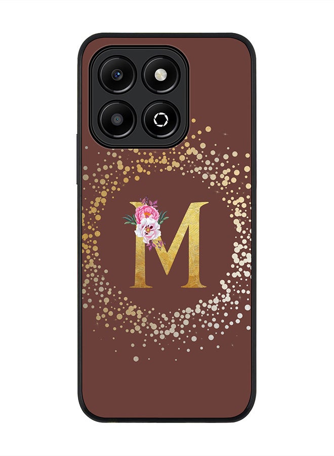Stylizedd For Honor X6B Case,Slim fit Camera Protection, Shockproof Thin Phone cover - Custom Monogram Floral - M (Brown ) - Image 1