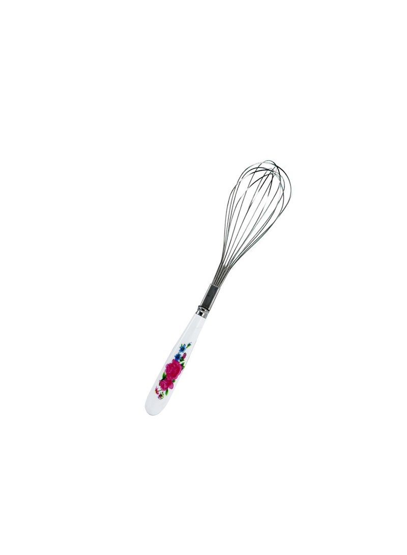 AL QADAH Stainless Steel Egg Beater Small Size with Flower Handle for Effortless Whipping  - Image 1