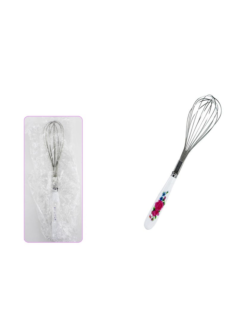 AL QADAH Stainless Steel Egg Beater Small Size with Flower Handle for Effortless Whipping  - Image 2