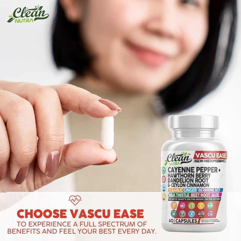 Clean Nutraceuticals Clean Nutra Cayenne Pepper Capsules Supplement with Hawthorn Berry Dandelion Root Ceylon Cinnamon Garlic Ginger Berberine Apple Cider Vinegar Milk Thistle Beet Root Aloe Vera Pills  More - Image 5