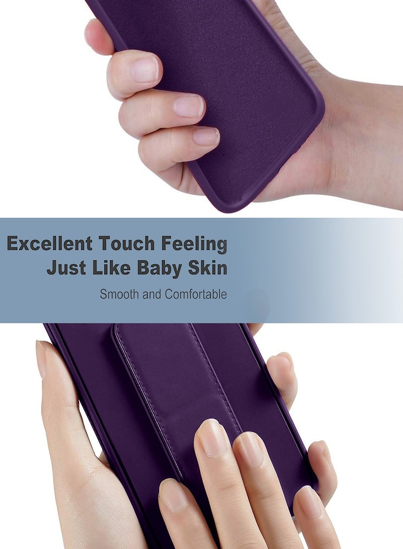 Wtech Apple iPhone 16 Pro Max 2024 Hand Grip Foldable Magnetic Kickstand Wrist Strap Finger Grip with Built-in Iron Case Cover - Eggplant Purple - Image 4