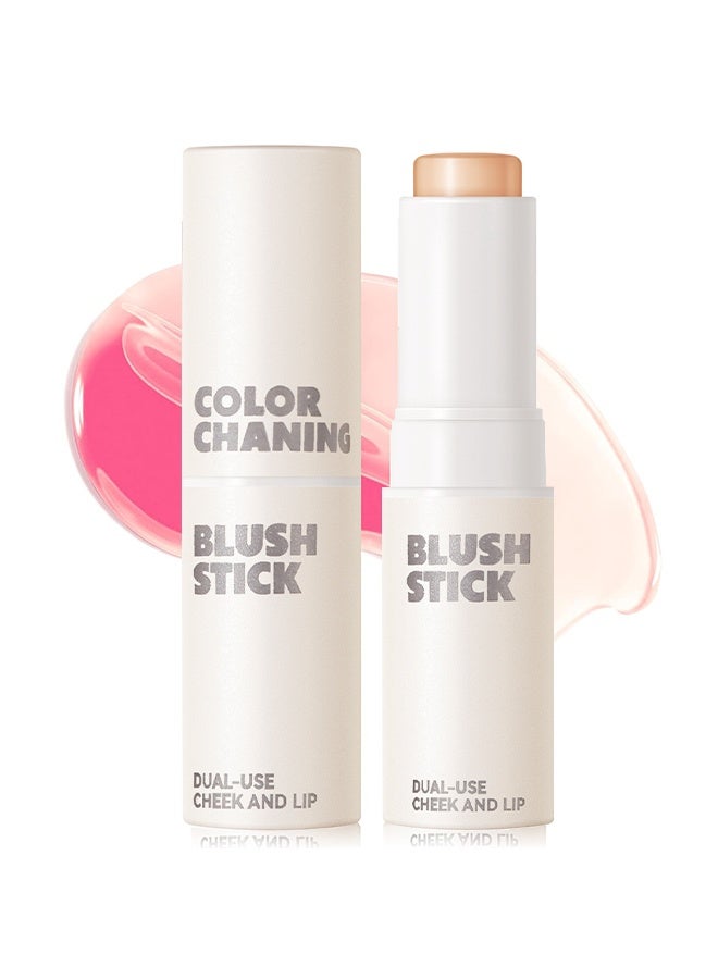 Sheloves Color Chaning Blush Stick,Dual-Use Cheek And Lip,Color Changing Blush Stick for Cheeks Makeup, Clear Blush PH Temperature Changing Pink Cream Blusher, Magic Waterproof Face Blush Stick, Natural Lightweight Multi-Use Lips and Cheek Tint - Image 1
