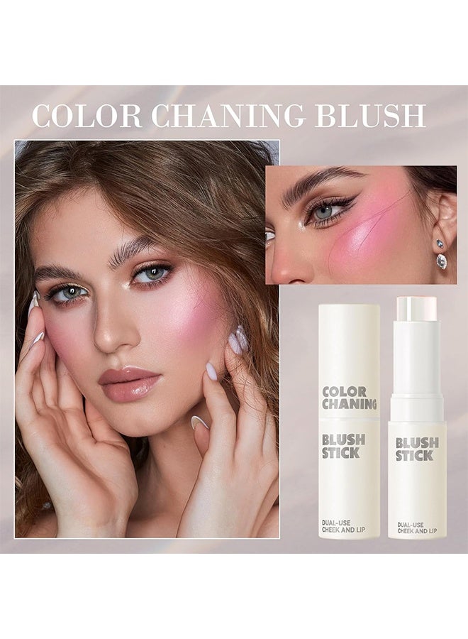 Sheloves Color Chaning Blush Stick,Dual-Use Cheek And Lip,Color Changing Blush Stick for Cheeks Makeup, Clear Blush PH Temperature Changing Pink Cream Blusher, Magic Waterproof Face Blush Stick, Natural Lightweight Multi-Use Lips and Cheek Tint - Image 2