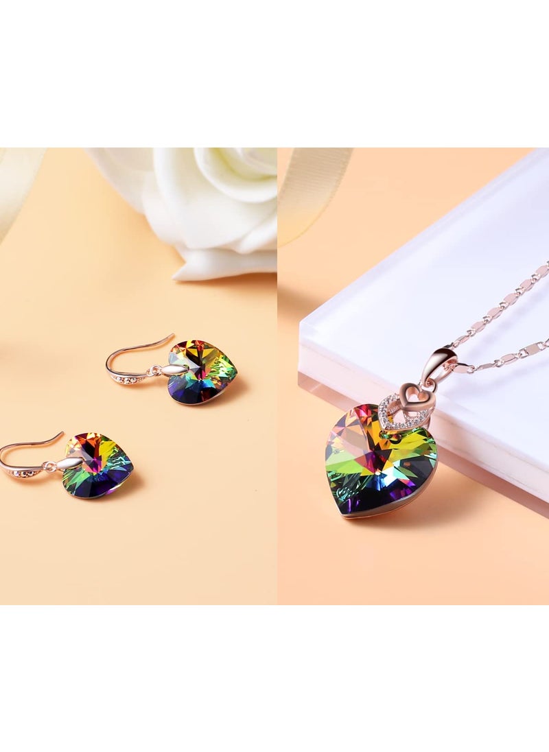PLATO H PLATO H Crystal Heart Necklace and Earrings Set Gift for Women with Box Valentine's Anniversary Day Mother's Day Christmas for Her  - Image 3