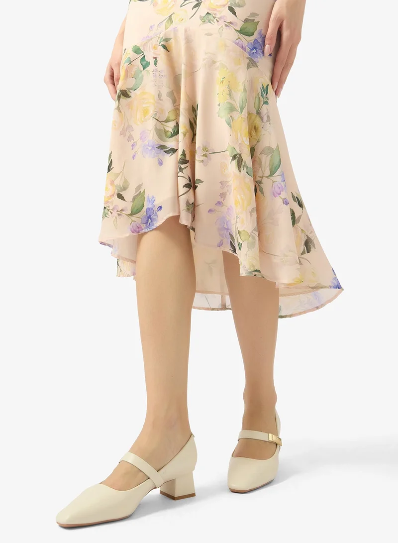 Ginger White Strap Detail Block Heel Mary Janes for Women | Best Price UAE