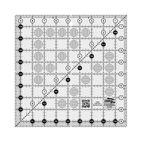 Creative Grids Quilt Ruler 9-1/2in x 9-1/2in Square – CGR9 – Made in USA, Non-Slip Grip Acrylic Quilting, Sewing, Crafting, Patchwork Ruler for Measuring & Cutting Fabric - Image 4
