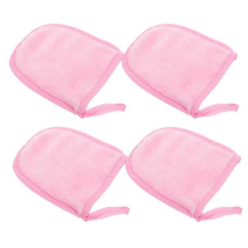 Pink Makeup Removal Gloves Soft Facial Cleaning Puff Gentle Reusable Washable Travel Tool All Skin Types - Image 1