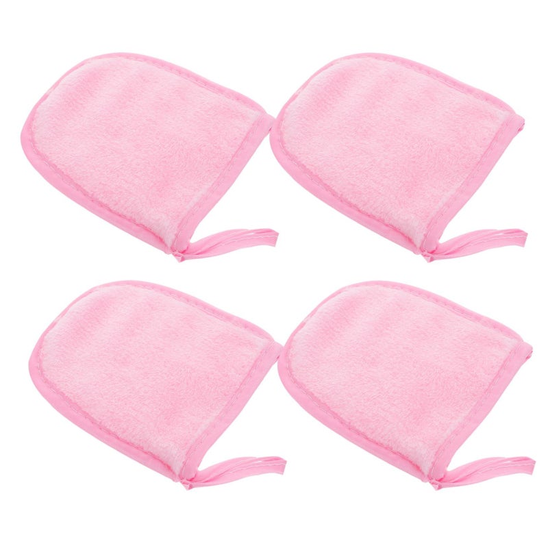 Pink Makeup Removal Gloves Soft Facial Cleaning Puff Gentle Reusable Washable Travel Tool All Skin Types - Image 2