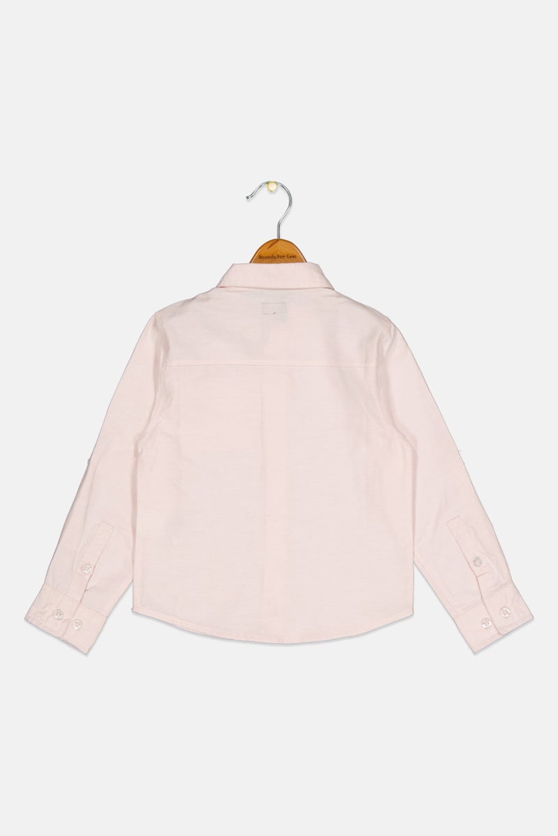 DKNY Kids Boy Regular Fit Solid Long Sleeves Casual Shirt, Pink  - Image 2