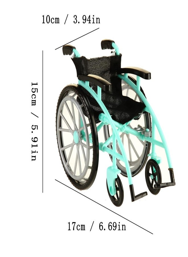 Dranvosk Dollhouse Miniature Wheelchair and Crutches Set for Dolls, Miniature Furniture Accessories, Mini Crutches Toy for Dollhouse Decor and Model Displays(Green) - Image 2