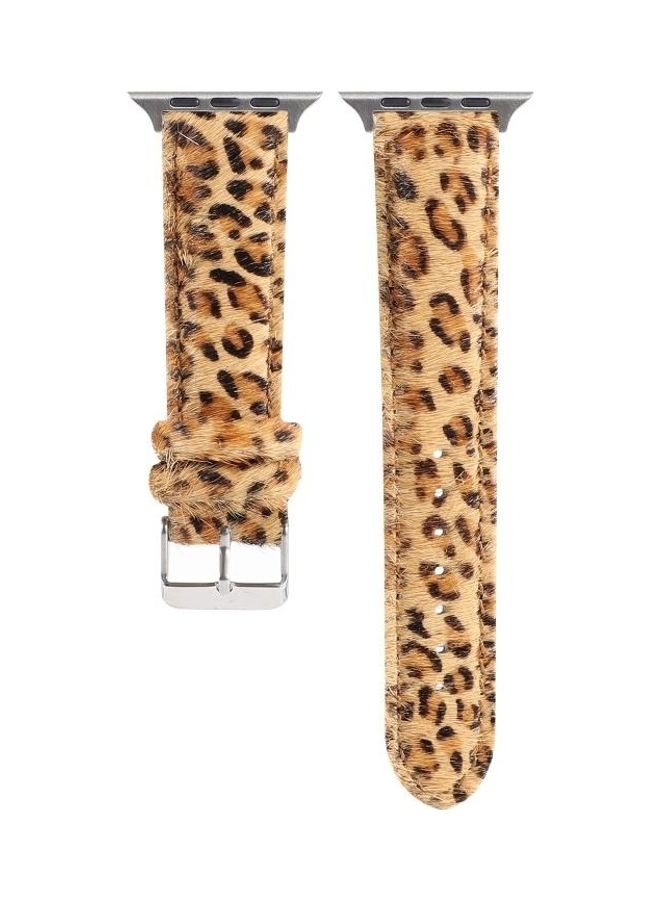 NIBEMINENT Horsehair Fluffy Leopard Print Strap For Apple Watch Series 7 41mm/6 & SE 5 4 40mm/3 2 1 38mm Multicolour - Image 1