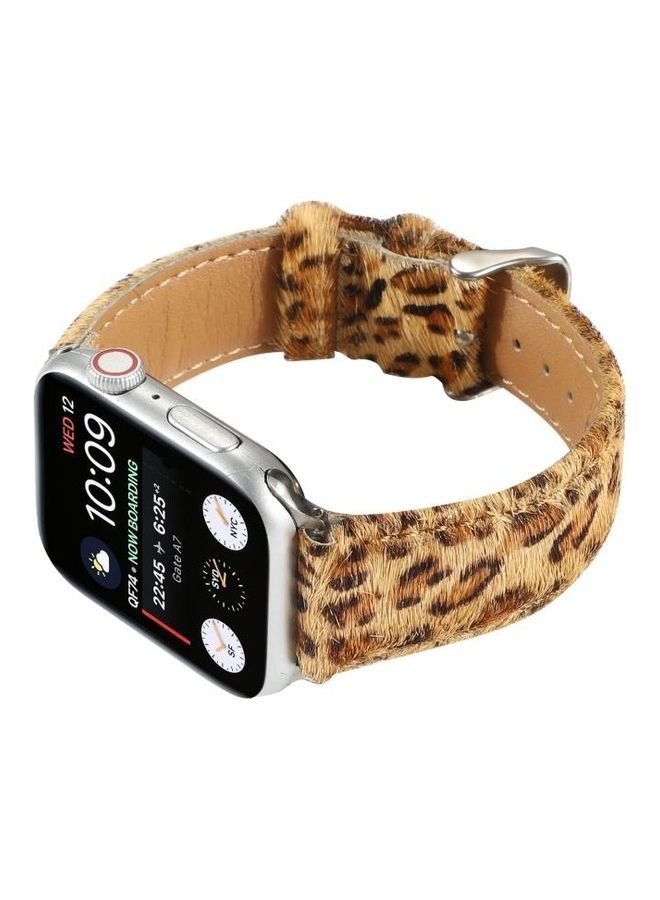 NIBEMINENT Horsehair Fluffy Leopard Print Strap For Apple Watch Series 7 41mm/6 & SE 5 4 40mm/3 2 1 38mm Multicolour - Image 5