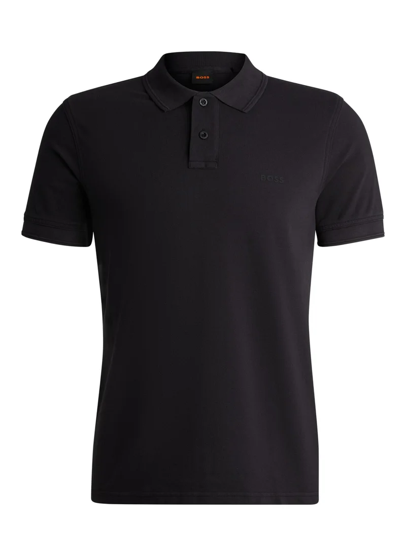 بوس Cotton-piqué polo shirt with logo print