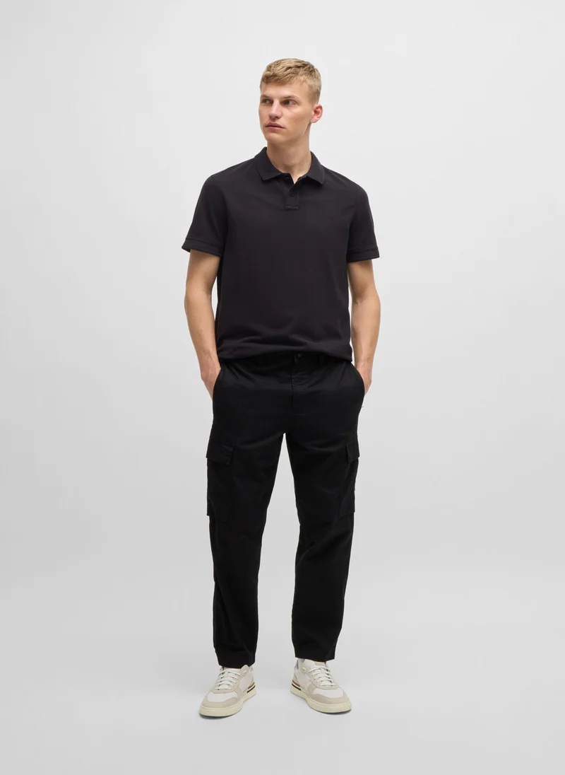 بوس Cotton-piqué polo shirt with logo print