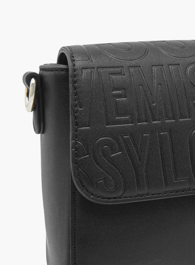 ميسي Logo Embossed Crossbody Bag with Detachable Strap and Pouch