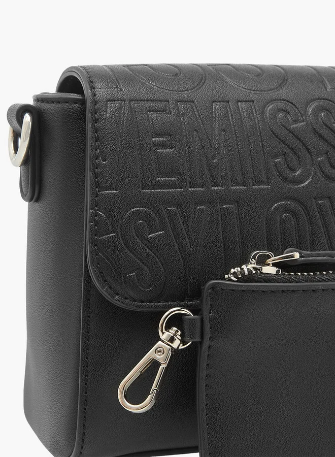 ميسي Logo Embossed Crossbody Bag with Detachable Strap and Pouch