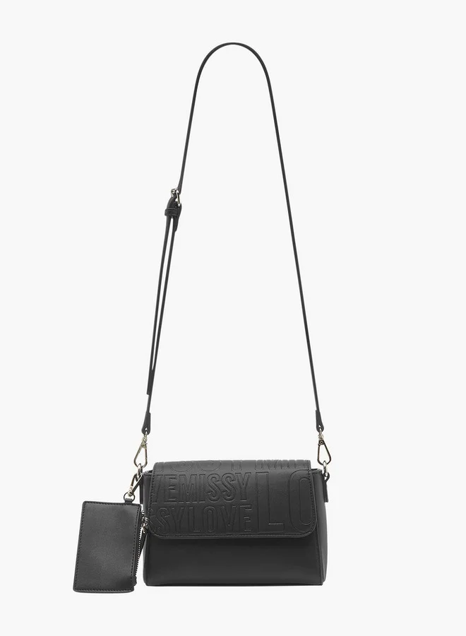 ميسي Logo Embossed Crossbody Bag with Detachable Strap and Pouch