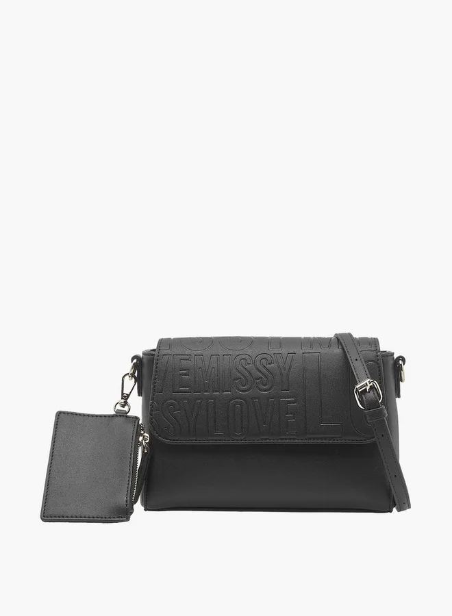 ميسي Logo Embossed Crossbody Bag with Detachable Strap and Pouch