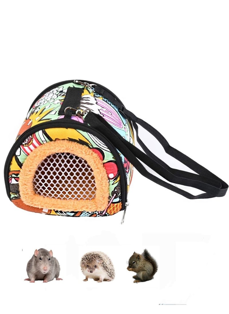 SYOSI Small Animal Hamster Carrier, Portable Chinchilla Travel Case Sugar Glider Carry Pouch Mesh Window Animal Tote Lightweight Small Animal Carrier for Chinchilla Bearded Dragon Winter  - Image 1