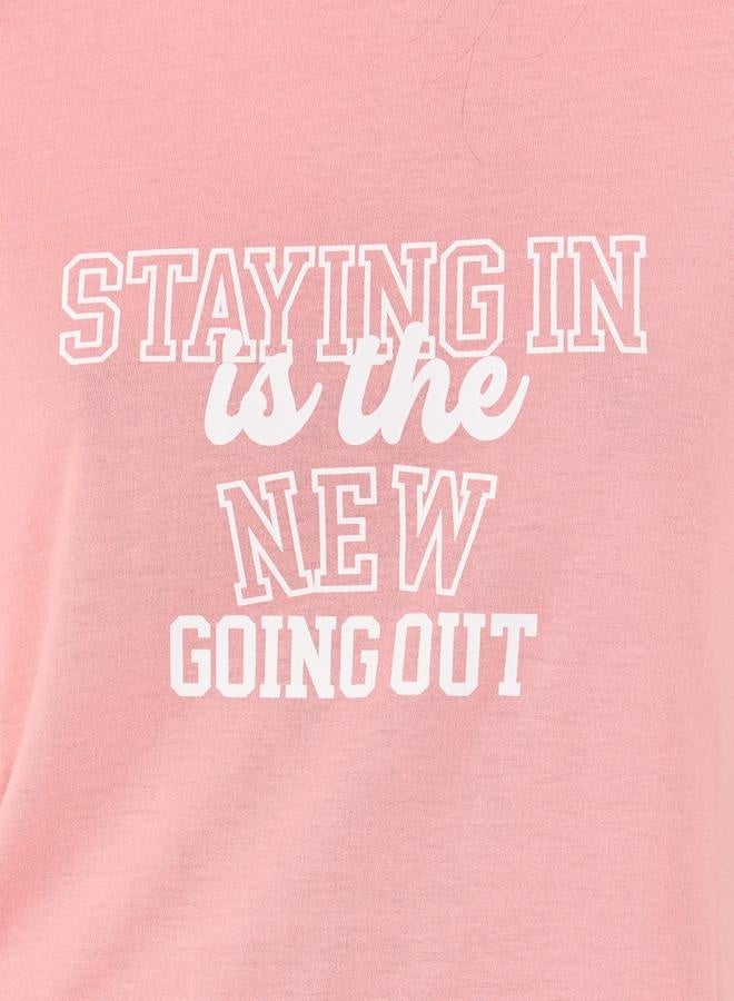 Styli Staying In Slogan Dropped Shoulder Sleep T-Shirt Dress - Image 3
