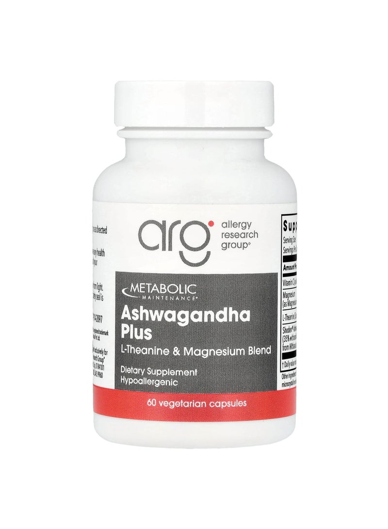 Ashwagandha Plus, L-Theanine & Magnesium Blend, 60 Vegetarian Capsules