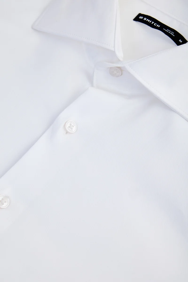 SNITCH White White Solid Long Sleeve Slim Fit Formal Shirt for Men | Best Price UAE