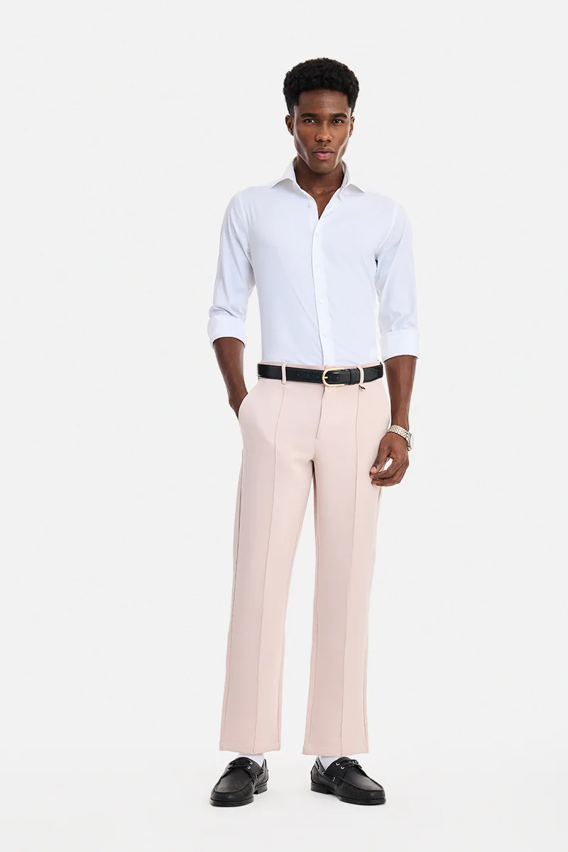 سنيتش White Solid Long Sleeve Slim Fit Formal Shirt