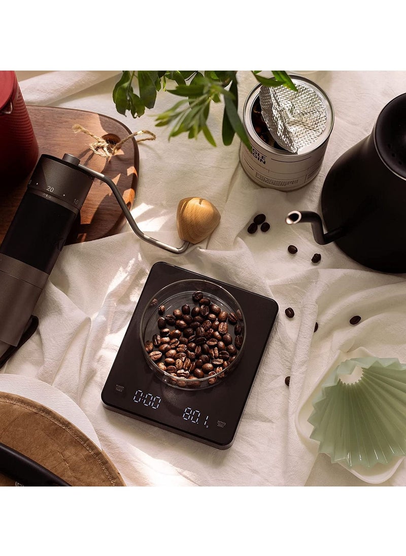 Digital Coffee Scales with Timer - Coffee Espresso Brewing Drip Pour-Over Scale, Baking Kitchen Scale 3000g / 6.6lbs Edition (Heat-Resistant Black)