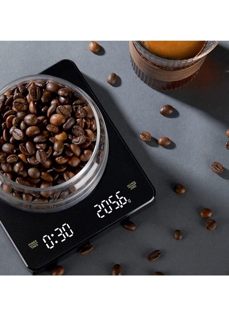 Digital Coffee Scales with Timer - Coffee Espresso Brewing Drip Pour-Over Scale, Baking Kitchen Scale 3000g / 6.6lbs Edition (Heat-Resistant Black)