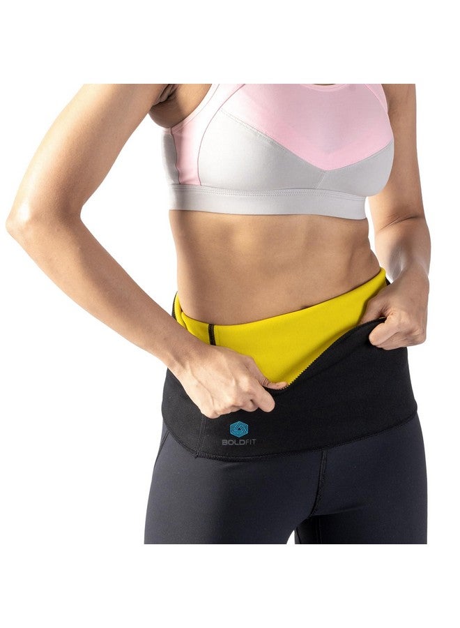 BOLDFIT حزام تشكيل البطن Boldfit للنساء والرجال - حزام عرق لتشكيل البطن - حزام لياقة بدنية للبطن - حزام رياضي للتمارين - S-M أسود - Image 1