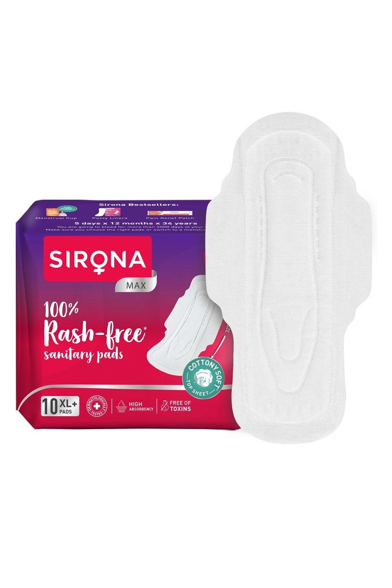 Sirona Cottony Soft Sanitary Pads XL+ With Wings,100% Rash Free 10 Pcs - Image 3
