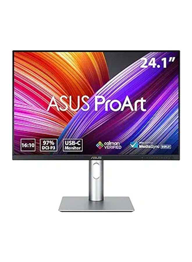 ASUS ProArt Display 24” (24.1” viewable) 16:10 HDR Professional Monitor (PA248CRV) - IPS, (1920 x 1200), 97% DCI-P3, ΔE < 2, Calman Verified, USB-C PD 96W, DisplayPort, Daisy-Chain, Height Adjustable Silver - Image 1