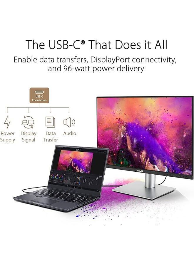 ASUS ProArt Display 24” (24.1” viewable) 16:10 HDR Professional Monitor (PA248CRV) - IPS, (1920 x 1200), 97% DCI-P3, ΔE < 2, Calman Verified, USB-C PD 96W, DisplayPort, Daisy-Chain, Height Adjustable Silver - Image 4