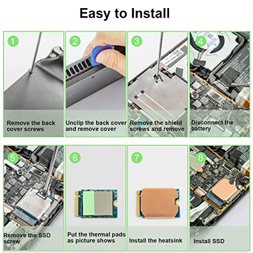 JOYJOM Heatsink Thermal Pad for Steam Deck SSD, M.2 2230 NVME SSD Copper Heat Sink Cooling Thermal Pastes Back Cover Opening Tools Back Screws Replacements Screwdriver Repair Kit for Stream Deck SSD - Image 3