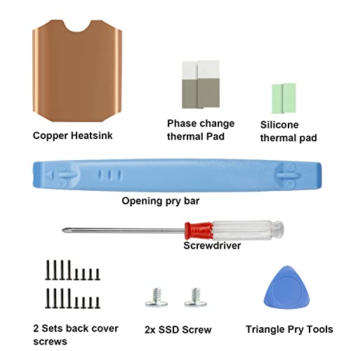 JOYJOM Heatsink Thermal Pad for Steam Deck SSD, M.2 2230 NVME SSD Copper Heat Sink Cooling Thermal Pastes Back Cover Opening Tools Back Screws Replacements Screwdriver Repair Kit for Stream Deck SSD - Image 4