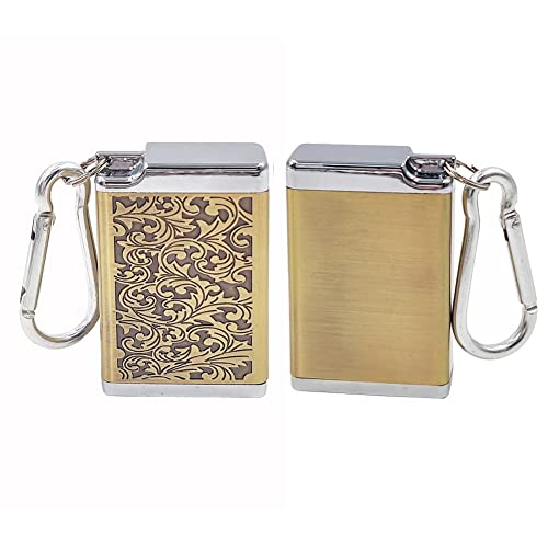 Hourwof Metal Portable Ashtray with lid,Outdoor Pocket Ashtray for Cigarettes,Cute Travel Ash Trays with Keychain,Relief Bronze - Image 2