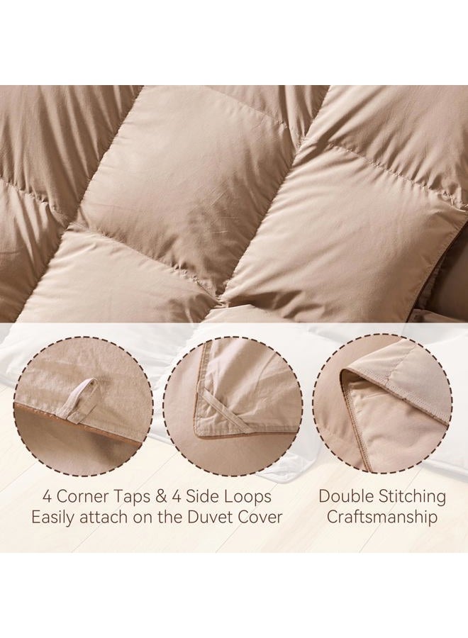 Snowman Premium Down Comforter Twin Size, Luxurious All Season Duvet Insert with Cotton Blended Fabric, 3D Baffle Box Design Hotel Bedding Comforter (Khaki,68"x90") - Image 5