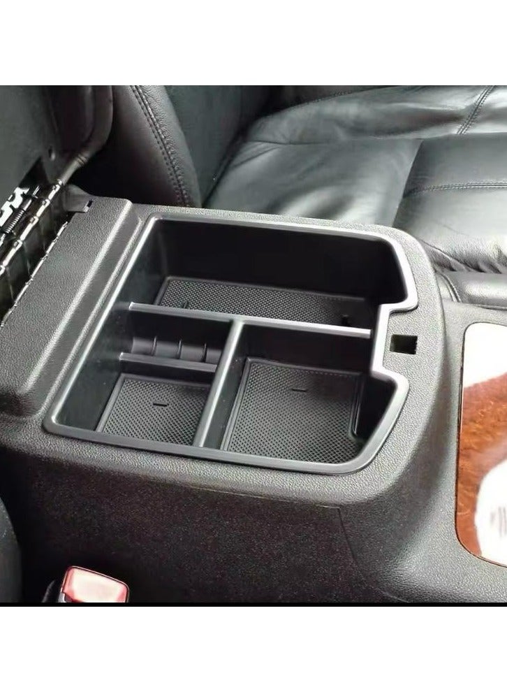 Additional Tools Storage Organizer Inside The Center Armrest Compartment In The Form Of An Organizing Tray Compatible With GM Yukon Chevrolet Tahoe Suburban And Sierra Cars From 2007 To 2014 Model Made Of Plastic And Included With 3 Pieces Of Non Slip Silicone Carpet Easy To Install And Removable - Image 2