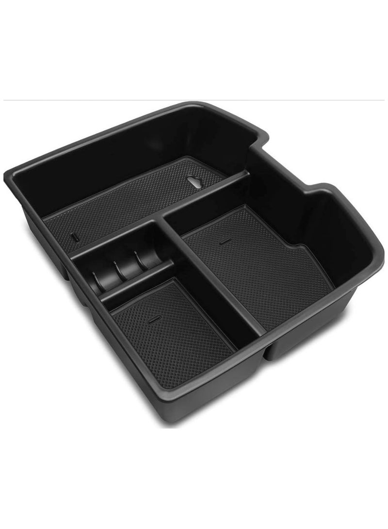 Additional Tools Storage Organizer Inside The Center Armrest Compartment In The Form Of An Organizing Tray Compatible With GM Yukon Chevrolet Tahoe Suburban And Sierra Cars From 2007 To 2014 Model Made Of Plastic And Included With 3 Pieces Of Non Slip Silicone Carpet Easy To Install And Removable - Image 3