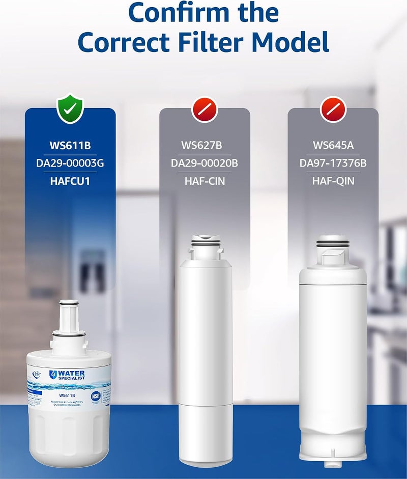 Waterspecialist DA29-00003G Refrigerator Water Filter - Replacement for Samsung Models - 3 Pack - Image 2
